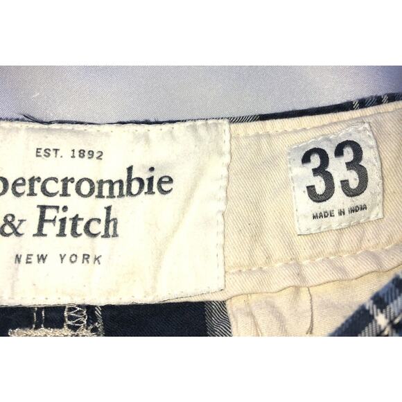 Abercrombie & Fitch Shorts Plaid Blue White Button Fly Mens Size 33 - Picture 8 of 12